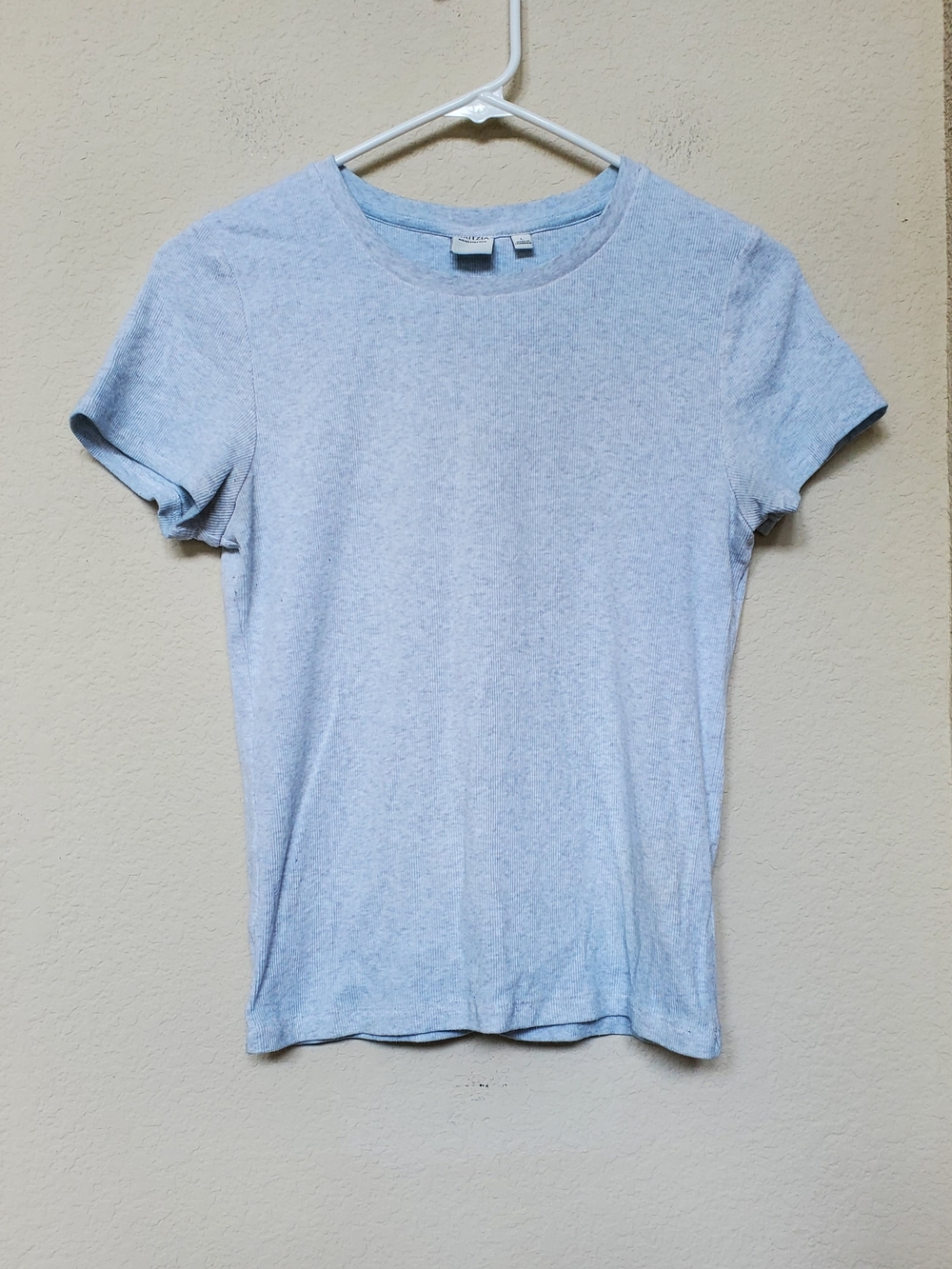 Aritzia Light Blue Homestretch Ribbed Crewneck Tee.  Size Small
